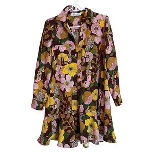 DO+BE Floral Patterned Shirt with Pink and Yellow Accents